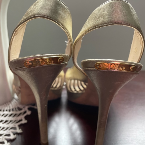 Size 8.5 Christian Dior Gold platform sandals - Picture 5 of 9